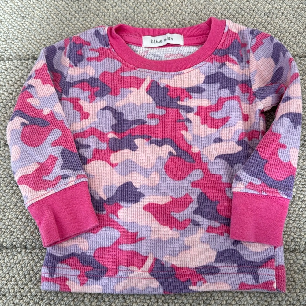 Little Mish “Mish Mish” girls 6months pink purple camo long sleeve shirt
